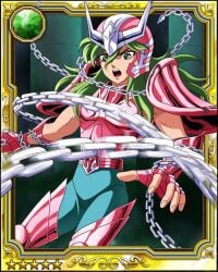 1boy andromeda_shun armor chains green_hair non-web_source saint_seiya solo