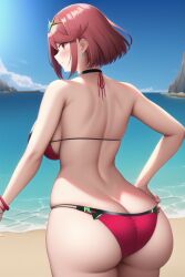 1girls ai_generated asa ass ass_cleavage bangs bikini breasts bubble_butt butt_crack dat_ass female female_only hips huge_ass huge_breasts nai_diffusion nintendo pyra red_bikini red_eyes red_hair short_hair slim_waist stable_diffusion swept_bangs thick_thighs thighs wide_hips xenoblade_(series) xenoblade_chronicles_2