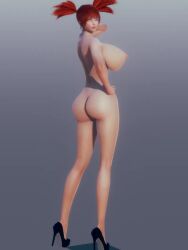 3d 3d_(artwork) ass big_breasts breasts female green_eyes high_heels metal_slug model nadia_cassel naked_footwear naked_heels nude nude_female pink_hair seductive snk twintails video_game_character video_games