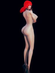 3d 3d_(artwork) ass big_breasts breasts female fio_germi glasses green_eyes high_heels metal_slug model naked_footwear naked_heels nude nude_female red_hair seductive snk video_game_character video_games