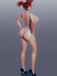 3d 3d_(artwork) ass big_breasts breasts female green_eyes high_heels metal_slug model nadia_cassel naked_footwear naked_heels nude nude_female pink_hair seductive snk twintails video_game_character video_games