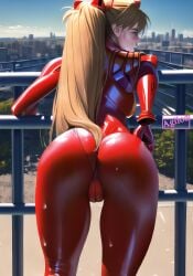 agiloo ai_generated ass asuka_langley_sohryu latex latex_gloves latex_stockings latex_suit latex_thighhighs neon_genesis_evangelion plugsuit red_hair smug smug_face