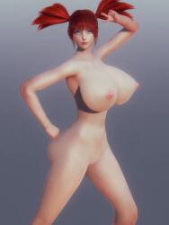 3d 3d_(artwork) ass big_breasts breasts female green_eyes metal_slug model nadia_cassel nude nude_female pink_hair pussy seductive snk twintails video_game_character video_games