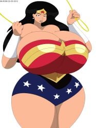 1girls alternate_breast_size big_breasts breasts buxom dc dc_comics dcau diana_prince gigantic_breasts huge_breasts thick_thighs wide_hips wonder_woman wonder_woman_(series)