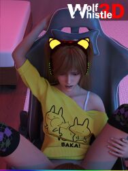 3d asuka_langley_sohryu bedroom brown_hair cunnilingus keyboard neon_genesis_evangelion red_hair shinji_ikari sweater thighhighs twintails wolfwhistle3d