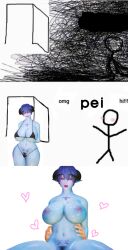 3d ahe_gao big_breasts blue_hair blue_skin cowgirl_position daedric_pei_(skyrim) horns meme omg_hi! pubic_tattoo sex skyrim succubus succubus_tattoo the_elder_scrolls yellow_eyes