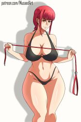 1girls big_breasts bra braided_hair breasts chainsaw_man female female_only huge_breasts long_hair makima_(chainsaw_man) musaed_art panties red_hair shiny_skin smile solo standing thick_thighs thighs wide_hips yellow_eyes