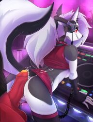 ass big_penis clothing collar demon_boy demon_girl dj furry goth helluva_boss long_hair loona_(helluva_boss) monster_girl multicolored_fur panties penis red_eyes scappo tagme wolf_ears wolf_girl