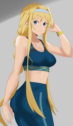 alice_schuberg alluring big_breasts blonde_hair blue_eyes gym_pants hx1aewa9 sports_bra sword_art_online