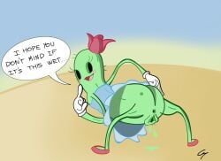 ass asshole cactus cactus_girl cactus_girl_(cuphead) cuphead:_the_delicious_last_course cuphead_(game) desert female female_focus female_only green_body green_skin plant presenting_pussy pussy pussy_juice pussy_juice_drip studio_mdhr white_gloves