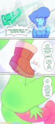 ass bluebreed dialogue dildo female female_only lapis_lazuli_(steven_universe) peridot_(steven_universe) sex_toy speech_bubble steven_universe text vaginal_penetration