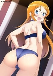 1girls ai_generated ass back_view bikini blue_eyes breasts butt female female_focus female_only kousaka_kirino long_hair medium_breasts nai_diffusion orange_hair ore_no_imouto_ga_konna_ni_kawaii_wake_ga_nai solo stable_diffusion standing thick_thighs thighs