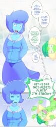 bluebreed breasts dialogue dildo female female_only lapis_lazuli_(steven_universe) peridot_(steven_universe) pussy speech_bubble steven_universe text vaginal_penetration