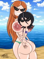 ass_grab big_ass big_breasts bleach coffeetheseeker inoue_orihime knick_knack kuchiki_rukia permanent_smile self_upload sunglasses sunnification