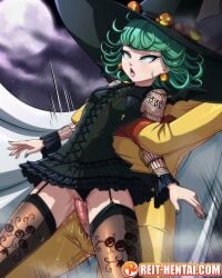 1boy 1girls cape cross-eyed faceless_male female goth green_eyes green_hair green_nails halloween nail_polish one-punch_man open_mouth pumpkin pussy_juice reit restrained restrained_arms saitama sex shaved_pussy short_hair short_skirt skirt stockings suspenders tagme tatsumaki vaginal_penetration vaginal_sex watermark witch witch_hat