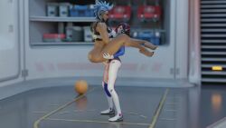 1futa 1girls 3d animated artist_request blue_hair carrying d.va female futa_on_female futanari intersex junker_queen mohawk mp4 overwatch overwatch_2 sex smaller_futa sound source_request stand_and_carry_position standing_sex struggling taller_girl trembling trembling_legs video