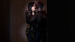 3d black_hair blue_eyes extreme_french_kiss female gregnoff horror mass_effect miranda_lawson monster phasmophobia sfm straight