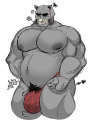 1boy a.a.h.w aahw bara big_balls big_belly big_breasts big_muscles big_penis blood blood_on_face blood_stain chubby chubby_male fangs huge_balls huge_breasts huge_testicles madness_combat mag_agent_(madness_combat) mag_agent_torture male male_only marlushii monster muscle muscles muscular muscular_male nails pubic_hair red_eyes round_balls round_belly solo thong