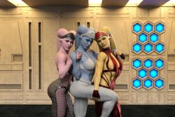 3d 3girls alien alien_girl ass athletic athletic_female background big_ass big_breasts big_butt blue_body blue_skin bodysuit bra breasts cleavage clothed female female_only fishnet fit fit_female fully_clothed hand_on_shoulder happy headgear holding humanoid large_breasts leg_grab leg_up lekku lips mrcheese74 muscular muscular_arms muscular_female pale_skin panties pants pink_skin pose red_clothing reflection reflective_floor side_view sideboob skimpy smile standing standing_on_one_leg star_wars tentacle tentacle_hair threesome tight_clothing trio twi'lek underwear white_clothing yellow_body