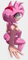 accessories_only amy_rose anthro big_ass big_breasts eulipotyphlan hedgehog mammal nude onz402 sitting sonic_(series) tail white_background