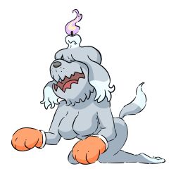 anthro ghost greavard male_focus pokemon pokemon_sv white_background