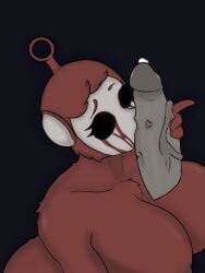 anon antenna anthro big_breasts bleeding_eyes blood chara_wantrp fluffy fur monster monster_girl po_(slendytubbies) saliva_on_penis slendytubbies sucking sucking_penis the_main_slendytubbies_cast_and_enemies