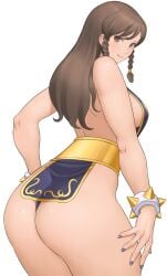 alternate_costume ass black_dress capcom chinese_clothes chun-li chun-li_(battle_ouffit_sfv) female large_ass long_hair looking_back official_alternate_costume shigenobu solo street_fighter street_fighter_v tagme thong