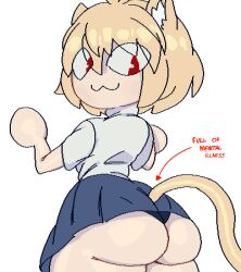 1girls big_ass big_butt black_panties blonde_hair bubble_butt cat_ears cat_tail clothed english_text female female_only large_ass looking_back melty_blood neco-arc panties red_eyes sirevisconde skirt solo solo_female text tsukihime type-moon upskirt