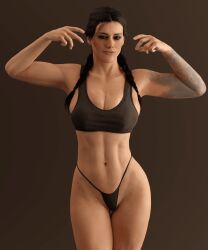 1girls 3d abs biceps black_hair braided_twintails call_of_duty clothed emberstock female female_only flexing highleg highleg_panties large_breasts latina looking_at_viewer mara_(cod) modern_warfare muscular_female panties skindentation solo thong tight_clothing twin_braids twintails venezuelan warzone wide_hips