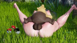 . 1girls 1pokemon 3d anus blonde_female blonde_hair busty curvaceous curves curvy cynthia_(pokemon) drowzee female game_freak hair_over_one_eye hex3d huge_breasts human interspecies large_breasts legs_up long_sleeves mating_press nintendo outdoor_sex outdoors plump pokémon_(species) pokedex pokemon pokemon_dppt pokephilia sex size_difference smaller_male straight vaginal_penetration venus_body voluptuous yellow_skin