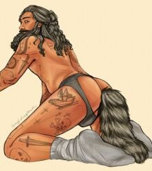 anal_tail ass beard blackbeard body_hair edward_teach facial_hair gay gaycocaptain long_hair_male male male_only older_male our_flag_means_death partially_clothed pirate sex_toy socks tail tattoos yaoi