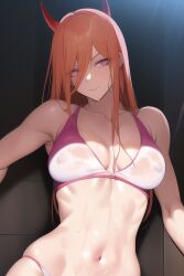 1girls abs ai_generated areolae athletic_female big_breasts chainsaw_man demon demon_girl demon_horns female female_only kayahkiss light-skinned_female nai_diffusion navel nipples nude power_(chainsaw_man) red_eyes red_hair shounen_jump stable_diffusion