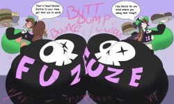 2girls ass ass_bigger_than_head ass_bigger_than_torso ass_to_ass baked_potato barry_(stargizar) big_ass big_breasts black_hair bottom_heavy bouncing_ass breasts brown_hair bubble_butt burger busty clothing commission crop_top cropped_jacket da-fuze dialogue elytria_(corivas) eve_(shurelya777) fat_ass female female_only food genderswap genderswap_(mtf) gluteal_fold gold_boombox_(prevence) hat huge_ass huge_breasts hyper hyper_ass jacket large_ass large_breasts long_hair looking_at_ass looking_at_self looking_back massive_ass original pants pantylines png ponytail potato purple_eyes rule_63 serving_tray shoes smile socks talking_to_partner text text_on_clothing thick_ass thick_thighs thunder_thighs transformation uniform waitress wide_hips