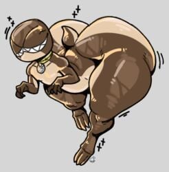 1boy ass ass_bigger_than_head bent_over big_ass big_butt bubble_butt collar curvaceous curvy curvy_figure demodoggo_(torururuu) demogorgon femboy girly grey_background huge_ass male male_only monster neckwear no_eyes nude pet scut_tail semi-anthro sharp_teeth smile solo solo_male stranger_things tail thick_thighs torururuu voluptuous voluptuous_male wide_hips