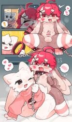 absurd_res ambiguous_penetration anthro anthro_on_anthro anthro_penetrated anthro_penetrating anthro_penetrating_anthro bluegua_(character) cave_story clothing collar cuff_(restraint) duo female femboy handcuffs hi_res kookie lagomorph leash leash_pull legwear leporid male male/female mammal metal_cuffs mimiga nan_014ne penetration rabbit restraints sex thigh_highs