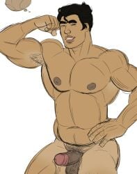 asian_male bolin chubby chubby_male dad_bod flexing inverted_nipples male male_only pullaskiart solo the_legend_of_korra thick_penis