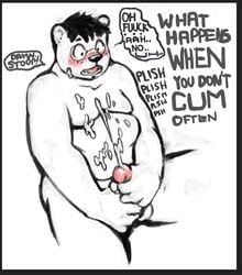 1boy bear blush chubby cum cum_on_self fat freckles glasses male male_only masturbation messy nude penis polar_bear solo uhoh