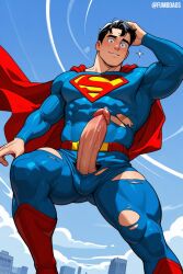 accidental_exposure ai_generated arousal aroused aroused_face balls ballsack bara big_balls big_muscles big_penis big_thighs bodysuit bulge circumcised circumcised_penis circumcision_scar cock cock_worship costume cut cute cute_expression cute_face dick embarrassed embarrassed_expression embarrassed_nude_male erect_penis erection flying foreskin fumbdags gay homoerotic huge_balls huge_cock huge_testicles huge_thighs human human_male male male_focus male_only manly masculine masculine_male muscles muscular_arms muscular_legs muscular_male muscular_thighs mushroom_penis penis penis_out precum sky spandex suit superhero superman superman_(clark_kent) superman_(series) testicles torn_bodysuit torn_clothes torn_clothing torn_legwear uncircumcised uncut yaoi