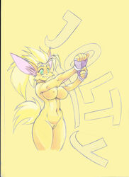 bad_furaffinity_id big_breasts breasts fatfoxlower female game_freak gloves jolteon jolty nintendo nude original_character pokemon pokemon_rgby pokemorph pussy solo source_request wide_hips