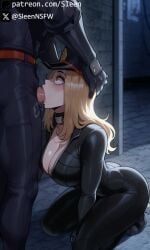 1boy 1boy1girl 1girls ai_generated alley alleyway back_alley big_breasts blowjob bodysuit breasts busty camie_utsushimi cap cleavage clothed clothed_female clothing curvy deep_blowjob deep_throat deepthroat face_fuck face_fucking faceless_male fellatio female hand_on_head head_grab kneeling kneeling_female kneeling_oral_position male my_hero_academia night oral oral_penetration oral_sex revealing_clothes sleen straight surprised throat_fuck voluptuous voluptuous_female