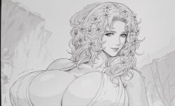 ai_generated aphrodite aphrodite_(shuumatsu_no_valkyrie) blonde_hair blue_eyes female greek_clothes hair_flower hair_ornament record record_of_ragnarok renelaw94 shuumatsu_no_valkyrie