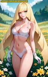 1girls adult adult_female ai_art ai_generated anime bangs_over_one_eye big_breasts blonde_hair blonde_hair_female blue_sky blue_sky_background bra breasts elsacorinthiana exposed_midriff exposed_shoulders exposed_torso eyes_over_hair facing_viewer female female_naked female_nude female_only field flowers glooves green_eyes green_eyes_female horny horny_face horny_female hourglass_figure legs light-skinned_female light_skin lingerie lingerie_only long_hair looking_at_viewer lusamine_(pokemon) meadow midriff nature nature_background navel outdoors outdoors_nudity panties patreon patreon_link patreon_logo patreon_reward patreon_url patreon_username pokemon pokemon_sm semi-naked semi-nude semi_naked semi_nude sfw shiny_hair shoulders skin skinny skinny_girl solo standing straight_hair styled_hair thin thin_body uncensored white_bra white_glooves white_lingerie white_panties