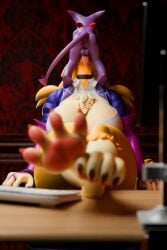2:3 absurd_res anthro balls_deep bandai_namco desk digi_(yourdigimongirl) digimon digimon_(species) duo face_fucking female forced forced_oral furniture hi_res huge_filesize impmon irrumatio male male/female nocturnalfuzz office oral penetration penile penis_in_mouth sex size_difference small_dom_big_sub standing_on_shoulders table