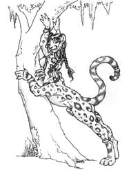 1futa anthro artist_name braided_hair chakat erection feline foreskin foreskin_folds forestwalker futa_only futanari humanoid_penis intact leopard long_hair monochrome nipples nude penis retracted_foreskin seraph_(artist) solo stretch tail taur tree uncut veiny_penis