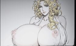 ai_generated aphrodite aphrodite_(shuumatsu_no_valkyrie) blonde_hair blue_eyes female greek_clothes hair_flower hair_ornament record record_of_ragnarok renelaw94 shuumatsu_no_valkyrie