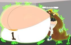 1girls breast_expansion breasts_bigger_than_body breasts_bigger_than_head breasts_bigger_than_torso breasts_on_floor bursting_breasts colossal_breasts enormous_ass growth hyper hyper_ass hyper_breasts immobile looking_at_viewer meat_wall_(body_type) rust_and_bolts solo_female tagme talking talking_to_viewer text too_big_to_move