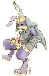 1boy anthro armor balls bigok bottomless cornelius cum fur furry lagomorph male male_only masturbation odin_sphere penis pooka rabbit solo