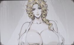 ai_generated aphrodite aphrodite_(shuumatsu_no_valkyrie) blonde_hair blue_eyes female greek_clothes hair_flower hair_ornament record record_of_ragnarok renelaw94 shuumatsu_no_valkyrie