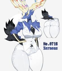 1girls 2025 anthro anthro_female ass back_view big_ass big_breasts big_butt big_thighs black_body black_fur blue_body blue_eyes blue_fur blush breasts clothed clothing deer deer_girl deer_horns embarrassed embarrassed_female female female_anthro fur furry furry_female hi_res hips horn horns huge_ass huge_breasts huge_butt huge_thighs looking_down mammal massive_thighs nintendo pokemon pokemon_(species) pose sexy sexy_pose simple_background solo solo_female tail thick_ass thick_thighs thighhighs thighs toge77789 two_tone_body two_tone_fur wide_hips xerneas