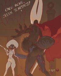 1futa 2_horns arthropod artist_name black_body black_skin bug female flat_chest hollow_knight hollow_knight:_silksong hornet_(hollow_knight) silksong skinny skinny_girl team_cherry